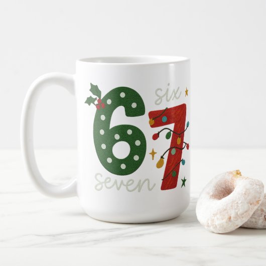 Festive 67 – Bright Christmas Numbers Desig Koffiemok (Met donut)