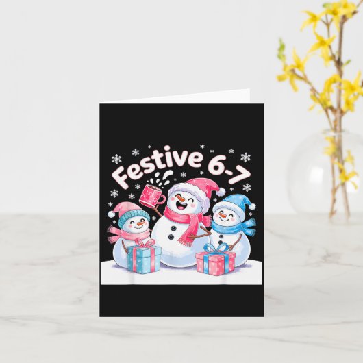 Festive 6 7 Six Seven Meme Christmas Women Men Kid Kaart (Gele Bloem)