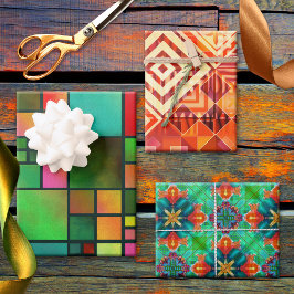 Festive Abstract Art Pattern Kerstmis Inpakpapier Vel