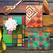 Festive Abstract Art Pattern Kerstmis Inpakpapier Vel