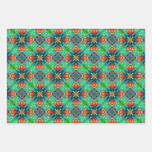 Festive Abstract Art Pattern Kerstmis Inpakpapier Vel (Voorkant 3)