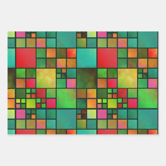 Festive Abstract Art Pattern Kerstmis Inpakpapier Vel (Voorkant)