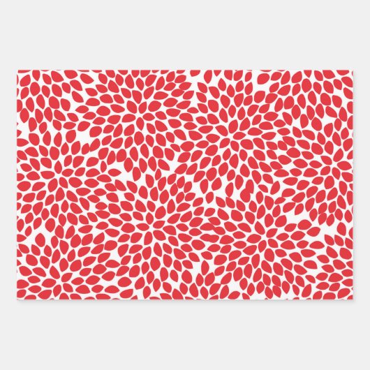 Festive Abstract Floral Pattern Red Kerstmis Inpakpapier Vel (Voorkant 3)