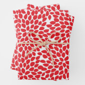 Festive Abstract Floral Pattern Red Kerstmis Inpakpapier Vel (In situ)