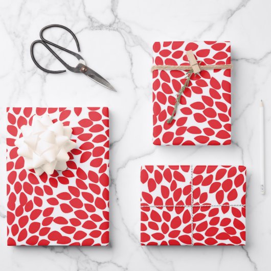 Festive Abstract Floral Pattern Red Kerstmis Inpakpapier Vel (Voorkant)