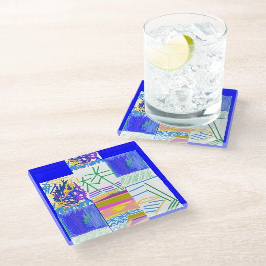 Festive Abstract Glazen Onderzetter (Schuin)