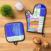 Festive Abstract Ovenwant & Pannenlap Set (Top down)