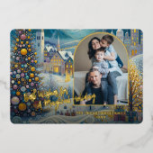 Festive Abstract Winter Wonderland Art Gold Folie Feestdagenkaart (Voorkant)