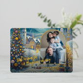 Festive Abstract Winter Wonderland Art Gold Folie Feestdagenkaart (Staand Voorkant)