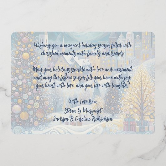 Festive Abstract Winter Wonderland Art Gold Folie Feestdagenkaart (Achterkant)