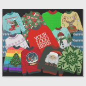 Festive Add Company Logo Ugly kerstSweater Cadeaupapier (Vlak)
