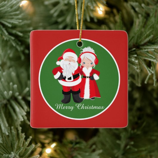 Festive add name de heer Claus Holiday Keramisch Ornament (Boom)