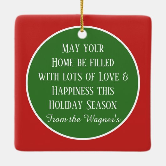 Festive add name de heer Claus Holiday Keramisch Ornament (Achterkant)