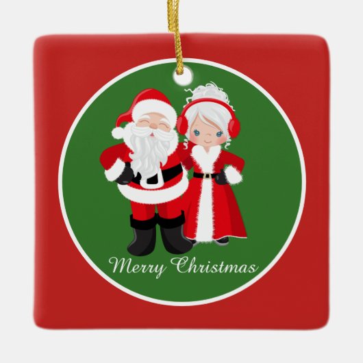Festive add name de heer Claus Holiday Keramisch Ornament (Voorkant)