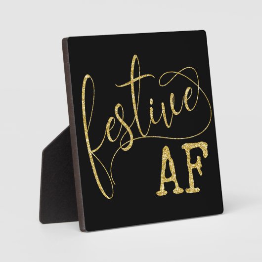Festive AF Black and Gold Funny-kerstgeband Fotoplaat (Voorkant)
