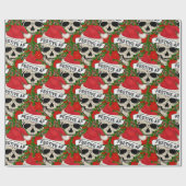Festive AF Cool Skeleton in Santa Hat Cadeaupapier (Vlak)