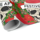 Festive AF Cool Skeleton in Santa Hat Cadeaupapier (Rol Hoek)