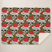 Festive AF Cool Skeleton in Santa Hat Sherpa Deken (Voorkant (horizontaal))