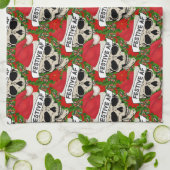 Festive AF Cool Skeleton in Santa Hat Theedoek (Gevouwen)