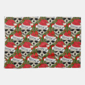 Festive AF Cool Skeleton in Santa Hat Theedoek (Horizontaal)