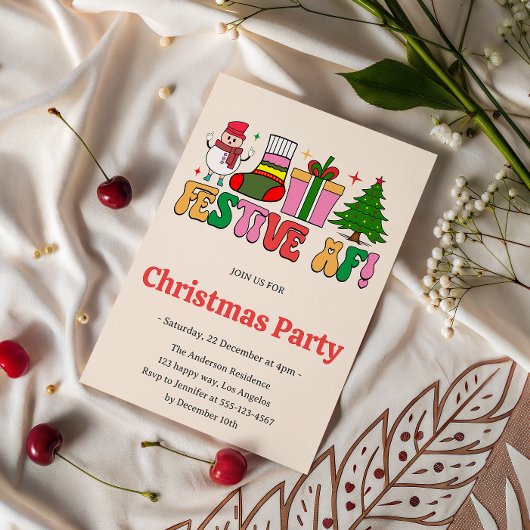 Festive AF Funny Christmas Party | Modern Holiday  Kaart