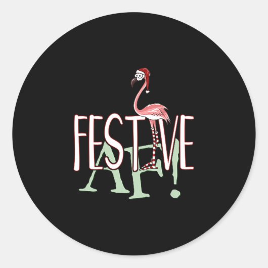 Festive Af Ironic Sarcastic Merry Christmas Flamin Ronde Sticker (Voorkant)