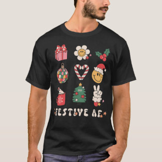 Festive AF - Schattigee Retro Vintage Kerstprint T-shirt