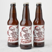 Festive Af Skeleton Snarky Christmas Sarcastic Bier Etiket (Flessen)