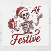Festive Af Skeleton Snarky Christmas Sarcastic Bier Etiket (Enkel label)