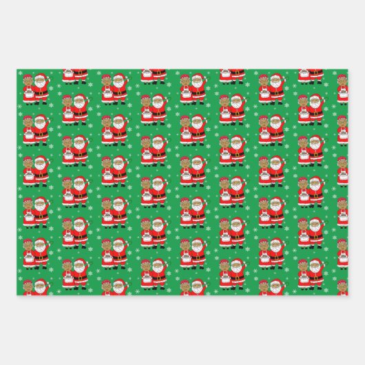 Festive African-American Mr en Mrs Claus Christma Inpakpapier Vel (Voorkant 3)