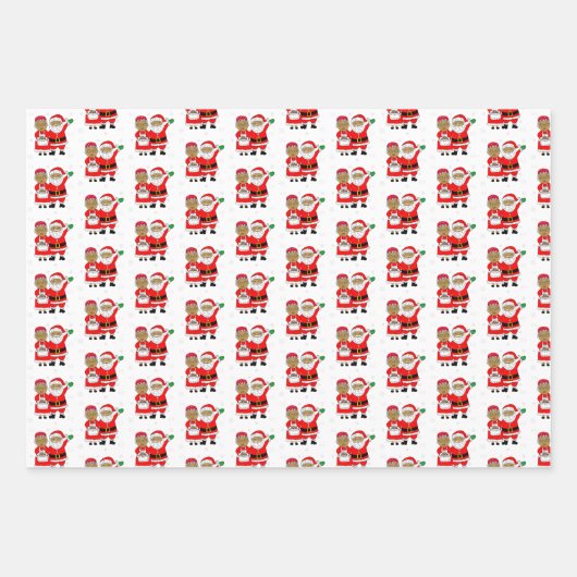 Festive African-American Mr en Mrs Claus Christma Inpakpapier Vel (Voorkant)