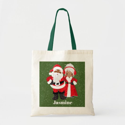 Festive African American Santa Mrs Claus Tote Bag (Voorkant)