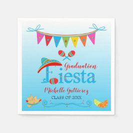 Festive Afstuderen Fiesta - Gepersonaliseerd blauw Servet