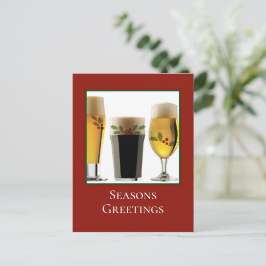 Festive Ale Glasses  Holiday Briefkaart (Staand voorkant)