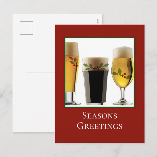 Festive Ale Glasses  Holiday Briefkaart (Voorkant / Achterkant)