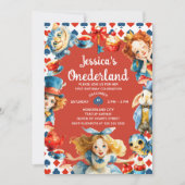 Festive Alice in ONEDERLAND 1st Birthday Tea Party Kaart (Voorkant)