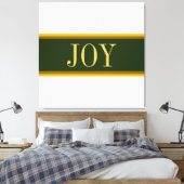 Festive Alpine Green White Kerstmis JOY Stripes Canvas Afdruk (Insitu (Slaapkamer))