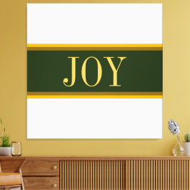 Festive Alpine Green White Kerstmis JOY Stripes Canvas Afdruk
