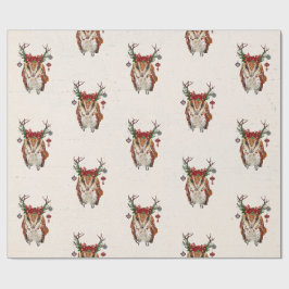 FESTIVE AMBER OWL Wrapping Paper Cadeaupapier