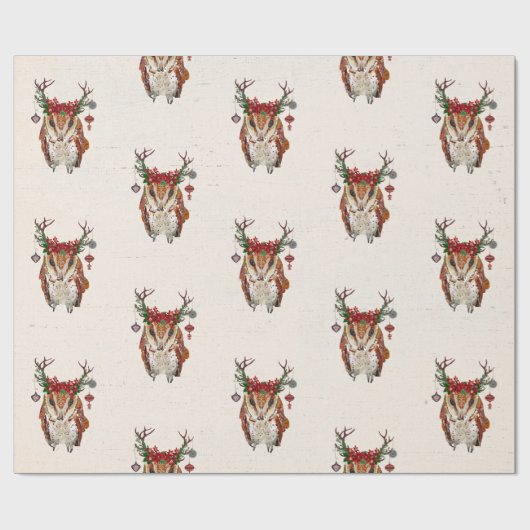 FESTIVE AMBER OWL Wrapping Paper Cadeaupapier (Vlak)