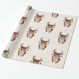 FESTIVE AMBER OWL Wrapping Paper Cadeaupapier
