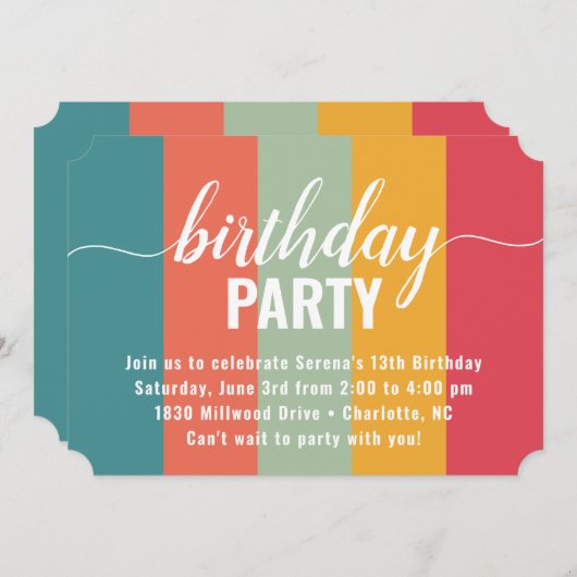 Festive and Bold Color Swatch Birthday Kaart (Voorkant / Achterkant)