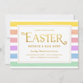 Festive and Bright Pastel Stripe Easter Invitation Kaart (Voorkant)