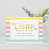 Festive and Bright Pastel Stripe Easter Invitation Kaart (Staand voorkant)