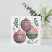 Festive and elegant Christmas Baubles Greeting Kaart (Staand voorkant)