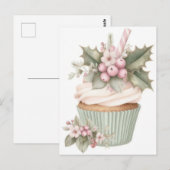 Festive and elegant Pastel Christmas Cupcake Briefkaart (Voorkant / Achterkant)