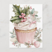 Festive and elegant Pastel Christmas Cupcake Briefkaart (Voorkant)