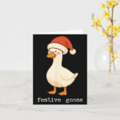 Festive And Mpy Goose Santa Hat Xmas Light Matchin Kaart (Gele Bloem)