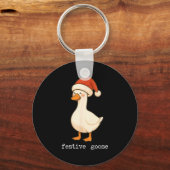 Festive And Mpy Goose Santa Hat Xmas Light Matchin Sleutelhanger (Voorkant)