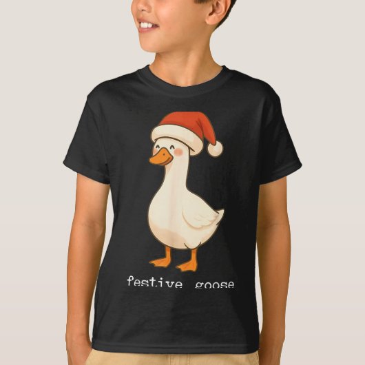 Festive And Mpy Goose Santa Hat Xmas Light Matchin T-shirt (Voorkant)